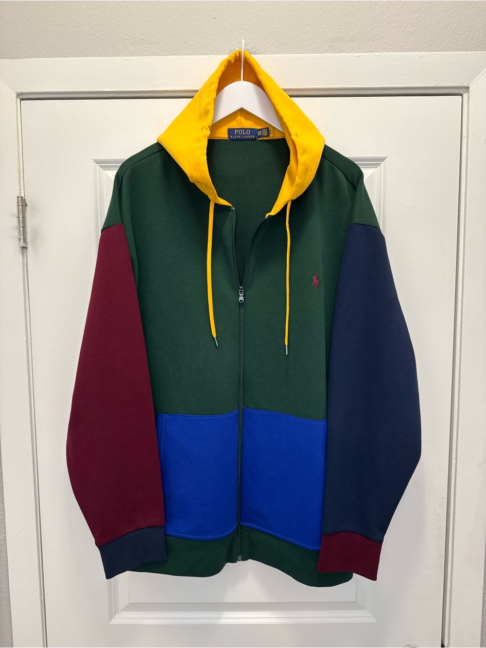 Polo Ralph Lauren Hoodie Colorblock Navy Blue Yellow Green